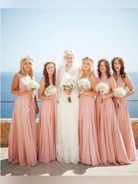 Blush Pink Convertible Maxi Dress - Bridesmaid